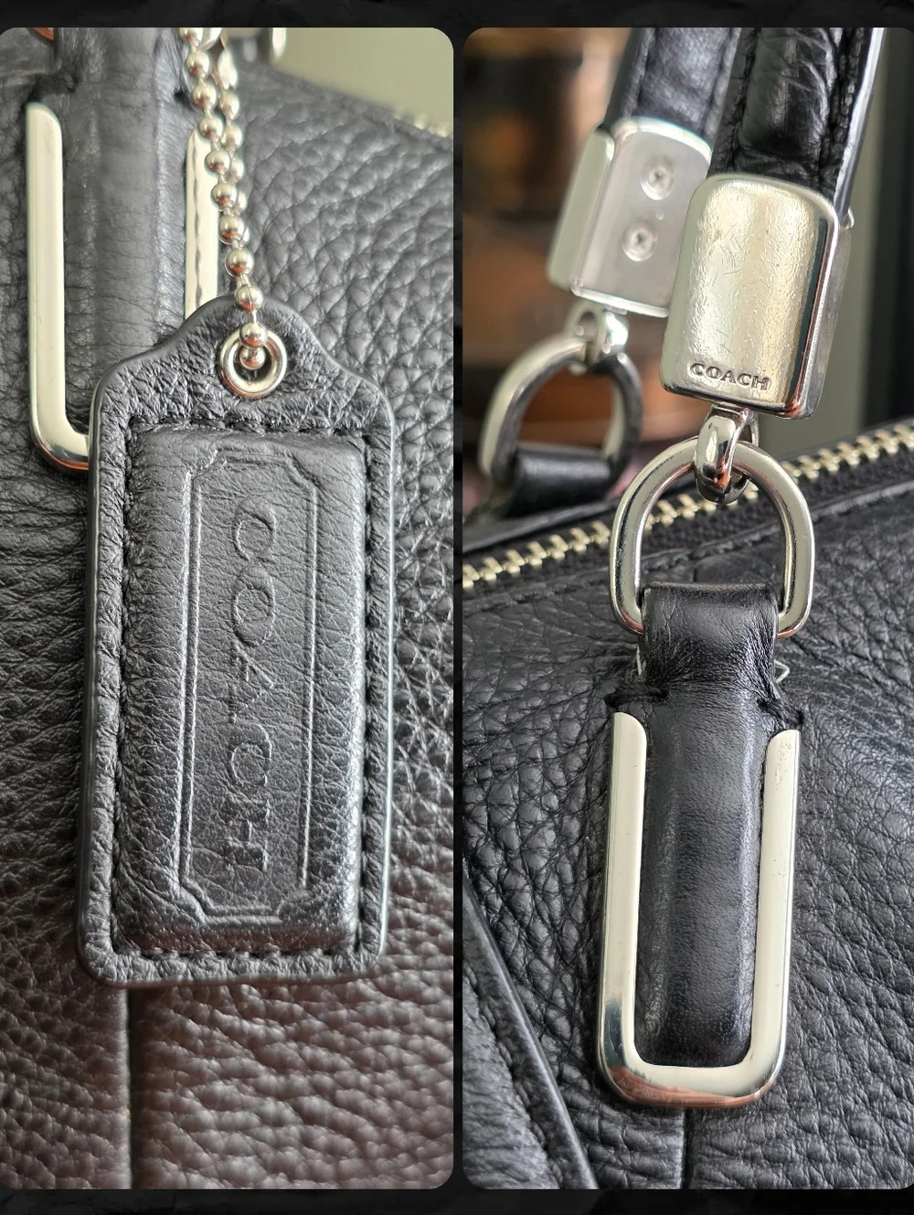 Coach 28095 Kelsey Satchel Black Pebbled Leather Shoulder Bag